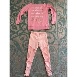 Justice Active Pink Dance Set Sweatshirt Legging Set Youth 6/7